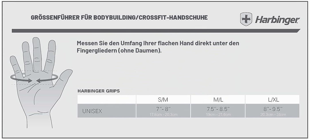 Harbinger Flexfit Gewichtheberhandschuhe ohne Handgelenk, mit Flexibler gepolsterter Lederhandfläche