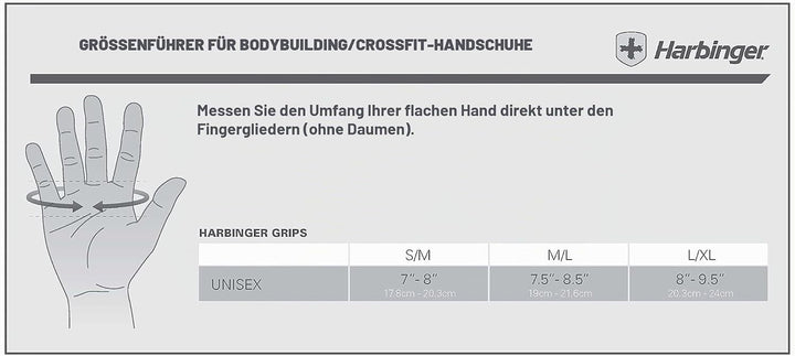 Harbinger Flexfit Gewichtheberhandschuhe ohne Handgelenk, mit Flexibler gepolsterter Lederhandfläche