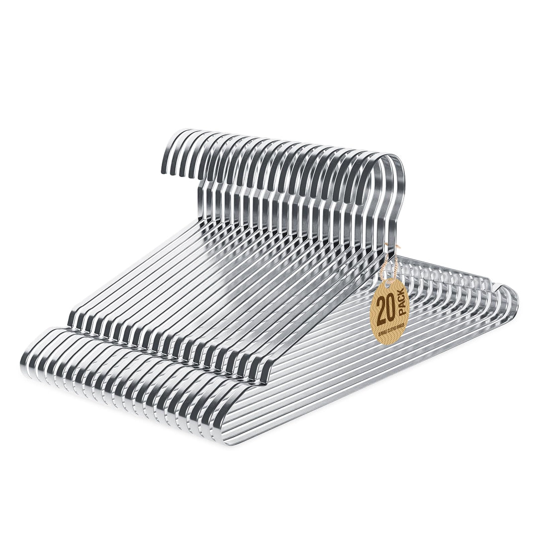 Jiang&Rong 20er-Pack Metall-Kleiderbügel, 42 cm Edelstahl-Kleiderbügel, platzsparend, rutschfest, ro