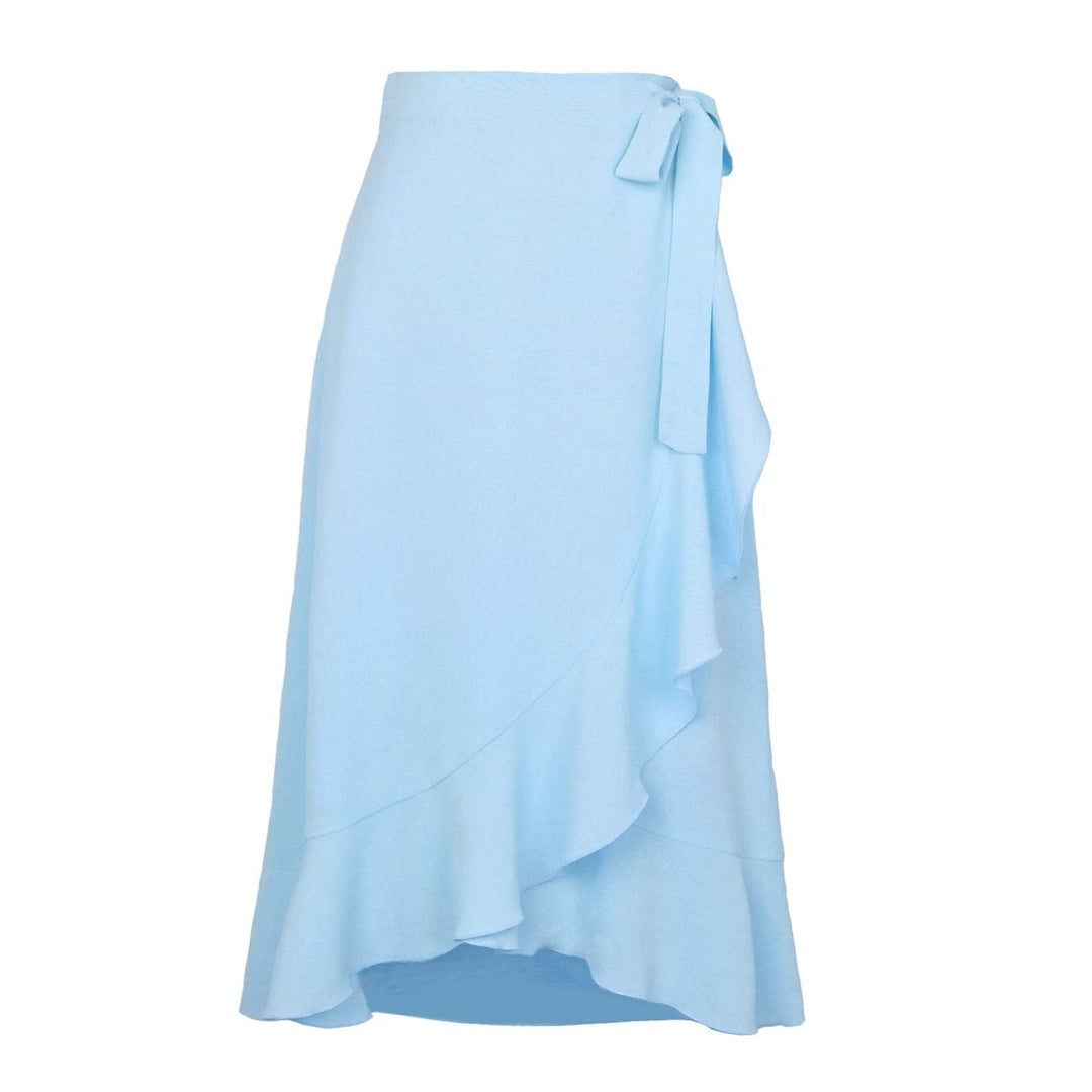 Kuukaas Wickelrock Damen Lang Asymmetrische Rock Hohe Taille Midirock Damen Sommer L Blau, L Blau