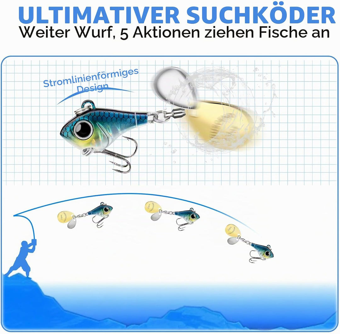 TRUSCEND Ultimativer Suchköder mit Vibrierender Schwimm, Blink und Jig Aktion, Leicht zu Fangende An