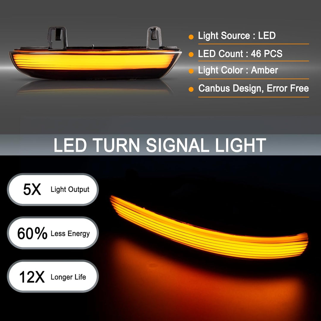 OZ-LAMPE LED Spiegelblinker für VW Golf 5 MK5 Variant GTI EOS Golf 6 Plus Passa-t B5.5-Typ 3BG B6 Ty