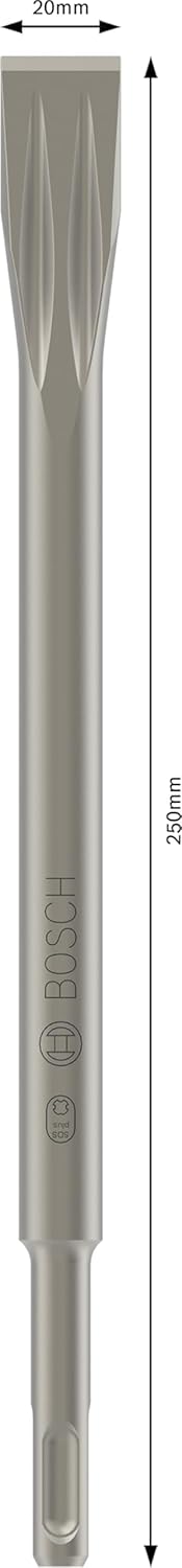 Bosch Professional Flachmeissel Long Life SDS-plus (5 Stück) 250 x 20 mm Black, 250 x 20 mm Black