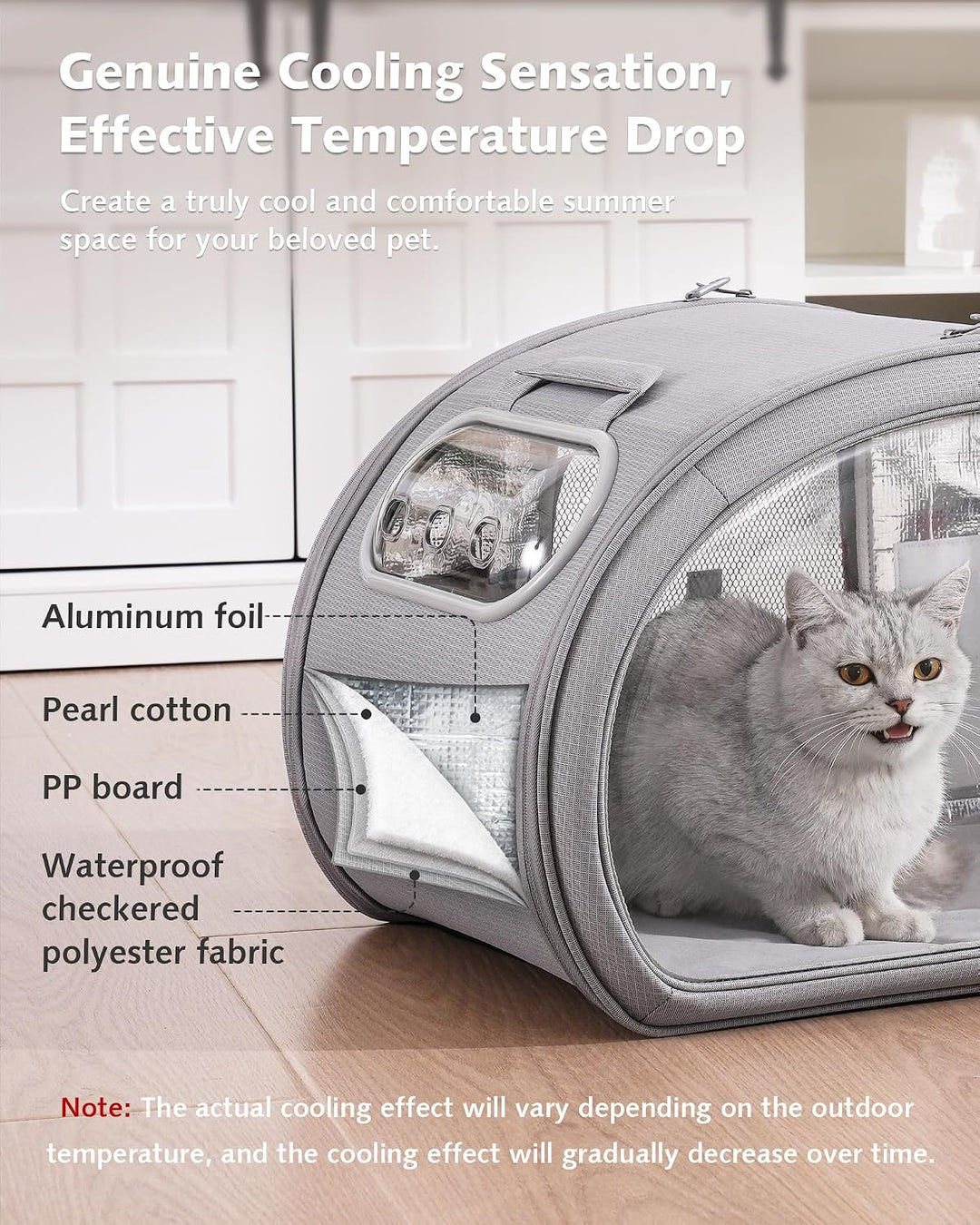 Pecute Katzenkühlhaus mit Dual-Kühl-System (6 Kühlakkus &amp; Gel-Matte) – Faltbares Katzenzelt Sommer,