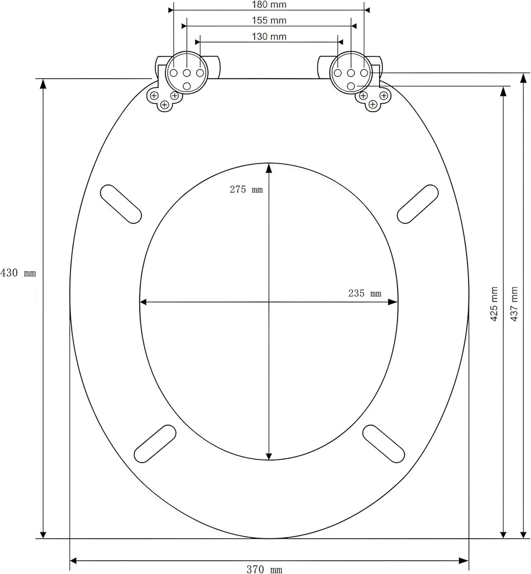 MDF-Toilettensitz, Toilettendeckel mit Soft-Close-Mechanismus, O-förmig mit verstellbaren Scharniere