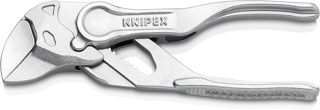 KNIPEX Zangenschlüssel XS, verchromt, 100 mm, greift stufenlos bis 21 mm, Mini-Schraubenschlüssel, E