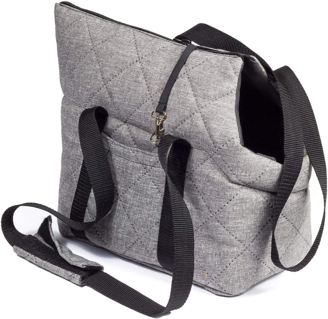 Hundetasche, Welpentasche - Grau (Gesteppt), XS bis 3 kg - Tragetasche für kleinen und mittleren Hun