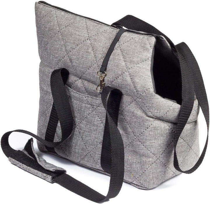 Hundetasche, Welpentasche - Grau (Gesteppt), XS bis 3 kg - Tragetasche für kleinen und mittleren Hun