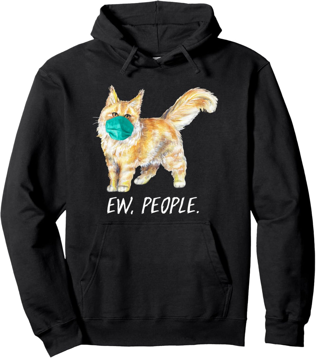 MAINE COON Katze mit Gesichtsmaske Mundschutz Pullover Hoodie