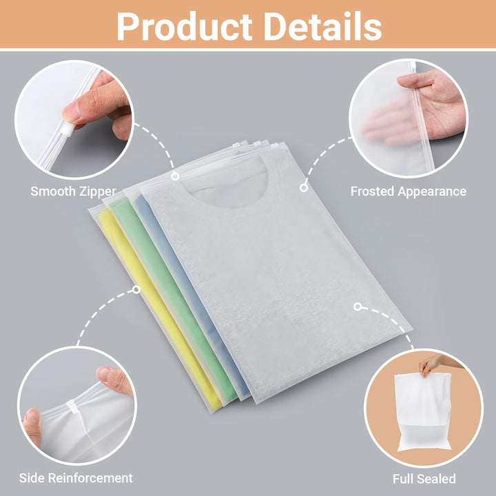 Zip Beutel Klein, 50 Stück 25 * 35cm Gefrostetem Beutel Wasserdicht, Plastiktasche mit Reissverschlu