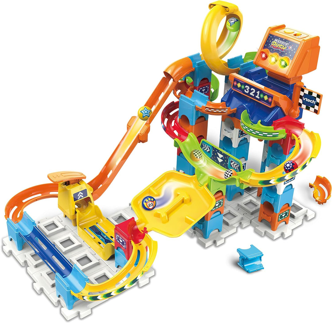 VTech Marble Rush - Racing Set M200 E – Interaktives Kugelbahn-Set mit Licht und Sound, spannenden B