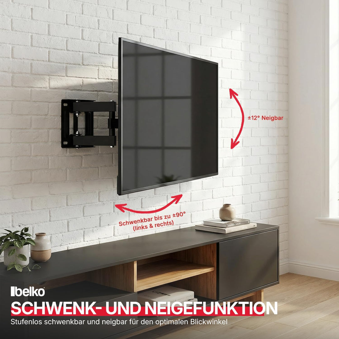 Belko® TV-Halterung 36"-70" - Stabile Wandhalterung für Grossbildfernseher - Schwenkbar & Neigbar -