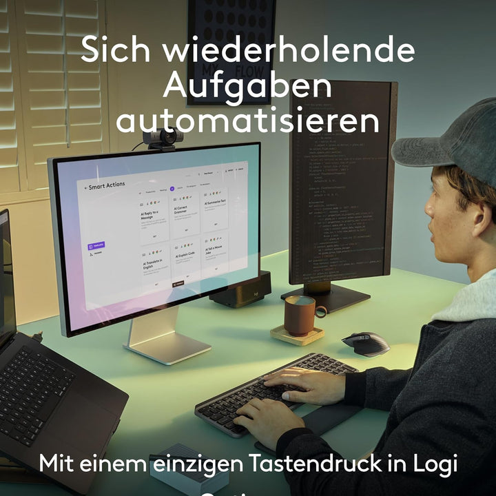 Logitech MX Keys S Combo for Mac, kabellose Tastatur/Maus mit Handballenauflage, beleuchtete Tastatu
