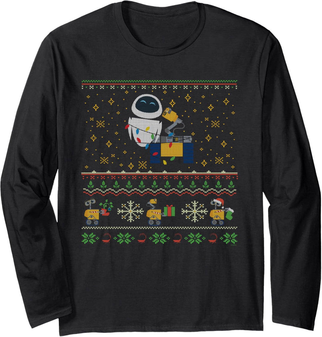 Disney PIXAR Wall-E & Eve Ugly Christmas Sweater Holiday Langarmshirt