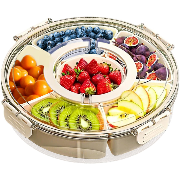 Snackbox mit Fächern – Spülmaschinengeeignet Snackdose | Snackschale | Servierplatte mit Deckel, Unt