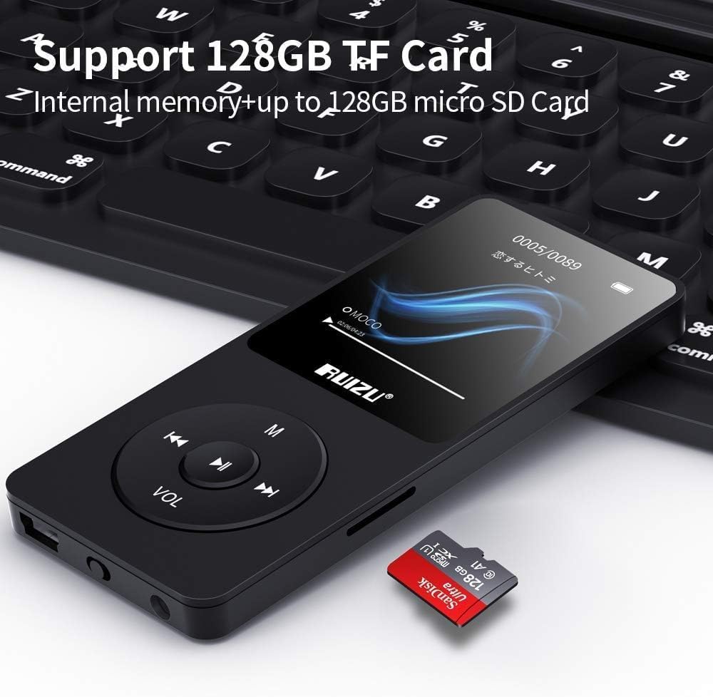 32GB MP3 Player mit Bluetooth 5.3, Ultraleicht (30 Gramm), bis zu 80 Stunden Akkulaufzeit, 1.8-Zoll-