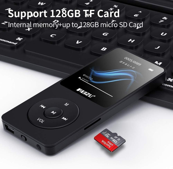 32GB MP3 Player mit Bluetooth 5.3, Ultraleicht (30 Gramm), bis zu 80 Stunden Akkulaufzeit, 1.8-Zoll-