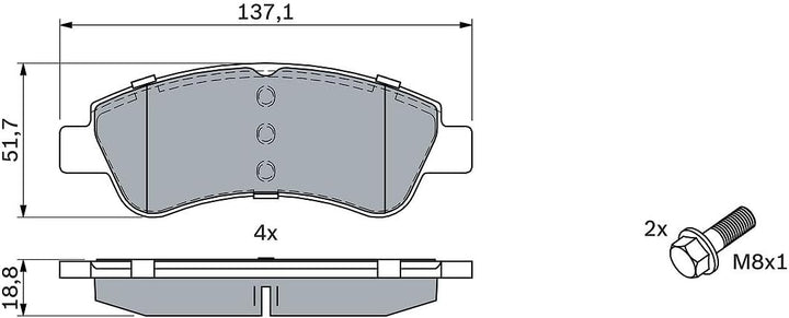 Bosch BP318 Bremsbeläge - Vorderachse - ECE-R90 Zertifizierung - vier Bremsbeläge pro Set