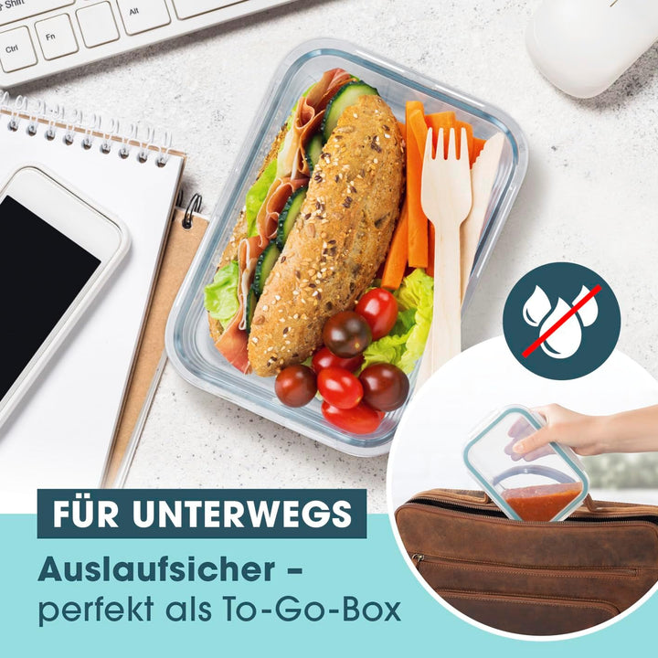 GOURMETmaxx Glas-Frischhaltedosen Klick-It 3 Dosen 725ml | Als Brotdose oder für Meal Prep | Spülmas