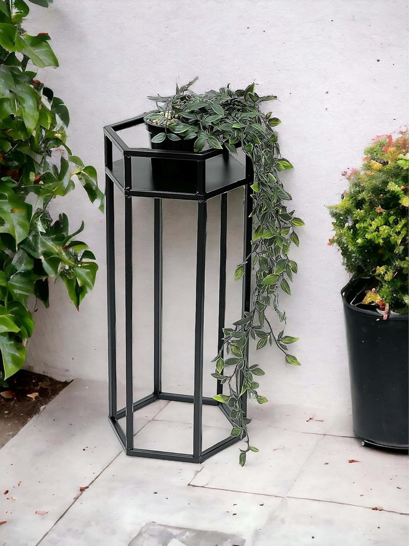 DanDiBo Blumenhocker Metall Schwarz 6eck Blumenständer Beistelltisch 96453 Blumensäule Pflanzenhocke