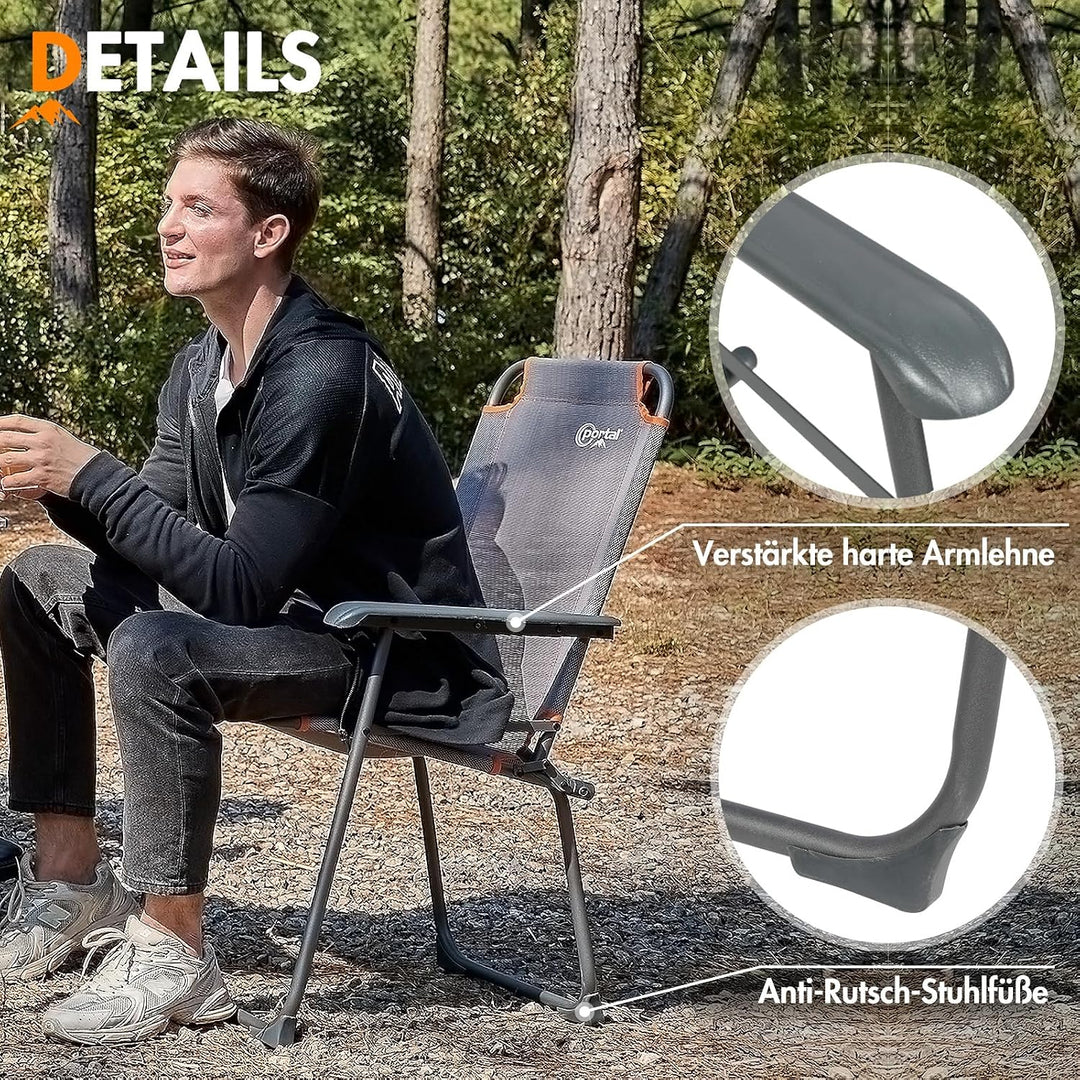 Portal Campingstuhl faltbar Klappstuhl Camping bis 100kg belastbar leicht Angelstuhl Strandstuhl kla