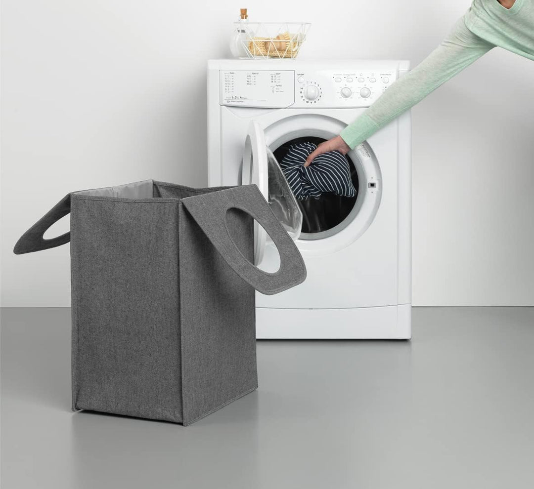 Brabantia - Wäschesack - Quick-Drop-Öffnung - Robuste Textilsack - Platzsparend - Der Deckel lässt s