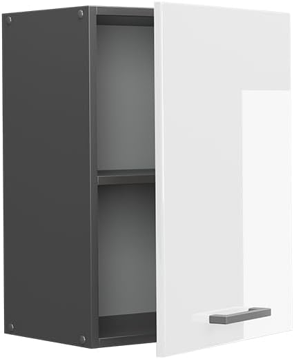 Vicco Hängeschrank R-Line, Weiss Hochglanz/Anthrazit, 45 cm Weiss Hochglanz Hängeschrank 45 cm, Weis