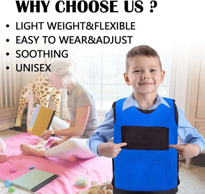 Gewichtsweste für Kinder, Kompressionsweste Gewichtete Weste Security Weste für Kindern mit ABR Reiz