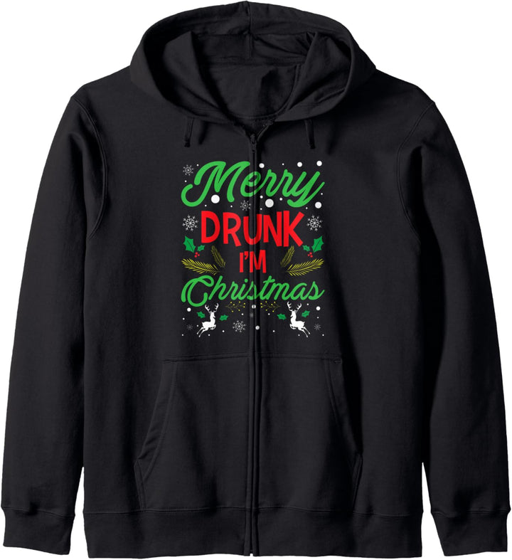 Merry Drunk I'm Christmas Weihnachten Betrunken Geschenk Kapuzenjacke