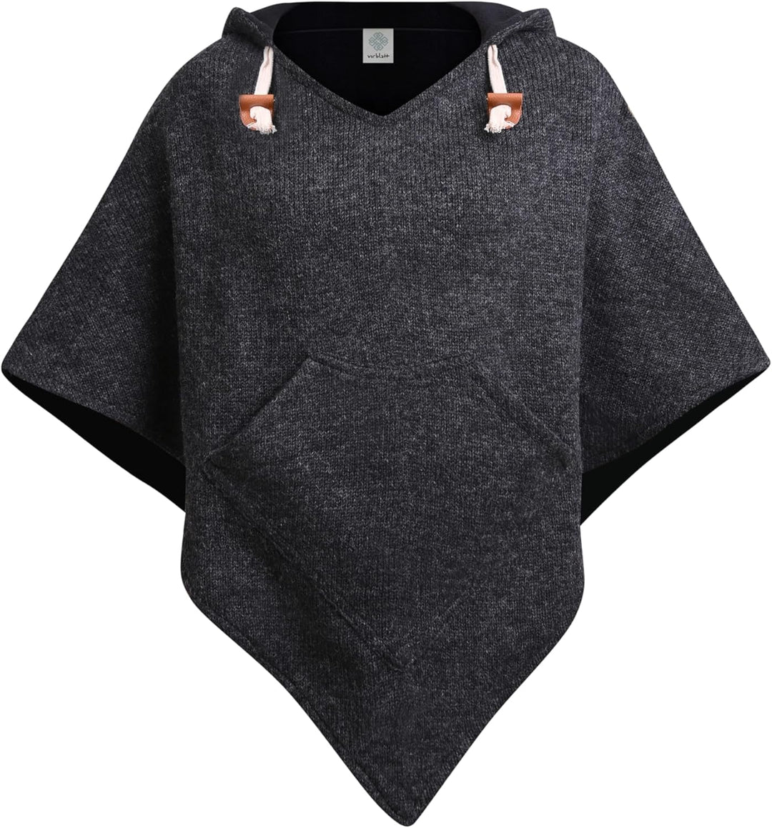 virblatt - Poncho Herren Wolle & Poncho Damen | Wolle &Polarfleece Herren Poncho Winter Fleece warm