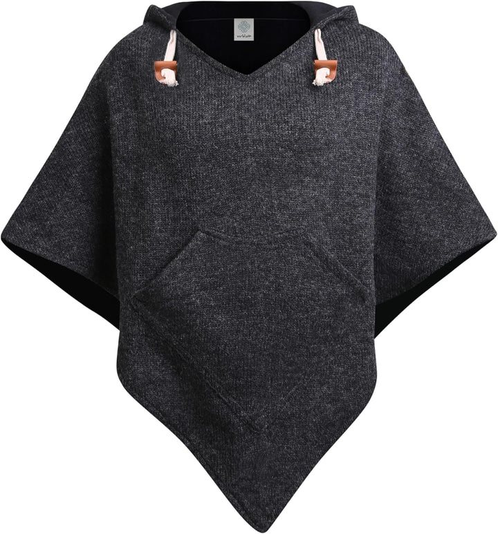 virblatt - Poncho Herren Wolle & Poncho Damen | Wolle &Polarfleece Herren Poncho Winter Fleece warm