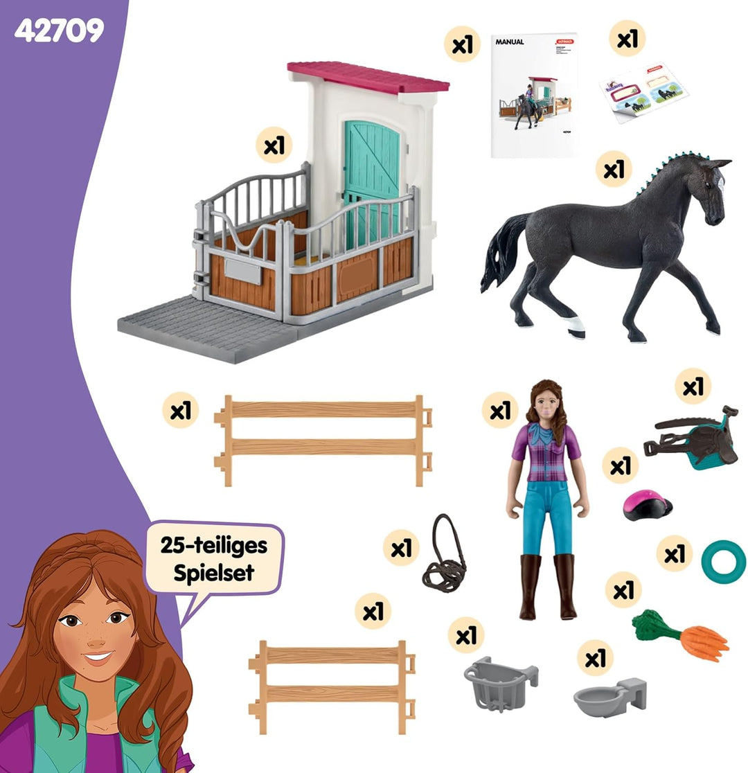 schleich Horse Club | Pferdebox mit Lisa & Storm 42709 | Set inkl. Stall, bewegliche Mädchenfigur, P