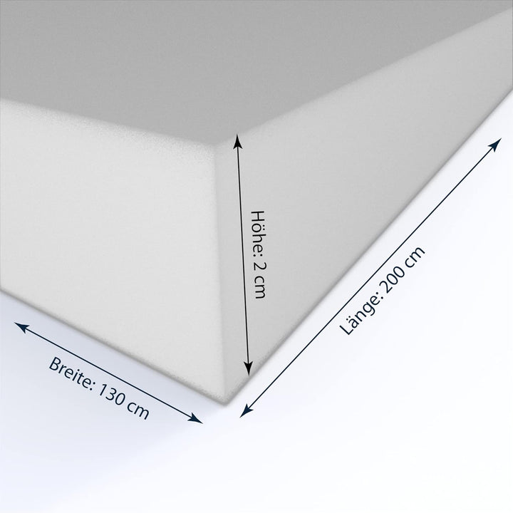 MSS e.K. Schaumstoffplatte Polster Auflage Topper - 200 x 130 x 2 cm - RG27/45 2 cm 130 x 200 cm, 2