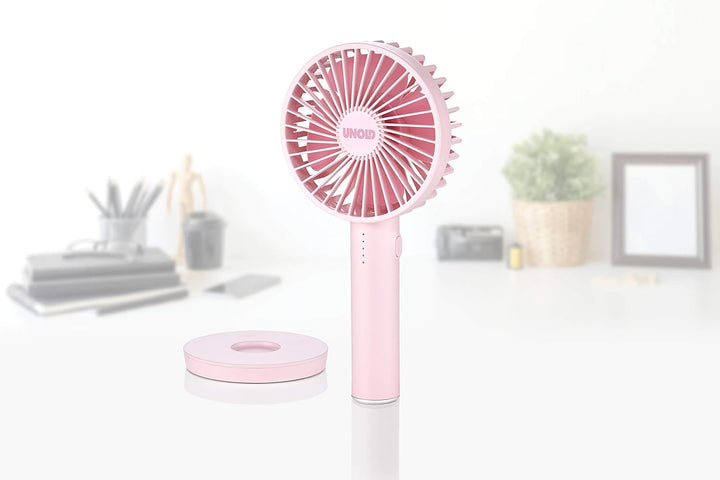 Unold Handventilator Breezy II Pink 86624 – Akku Handventilator 5 Stufen, 2–8 Std. Laufzeit, USB-Lad