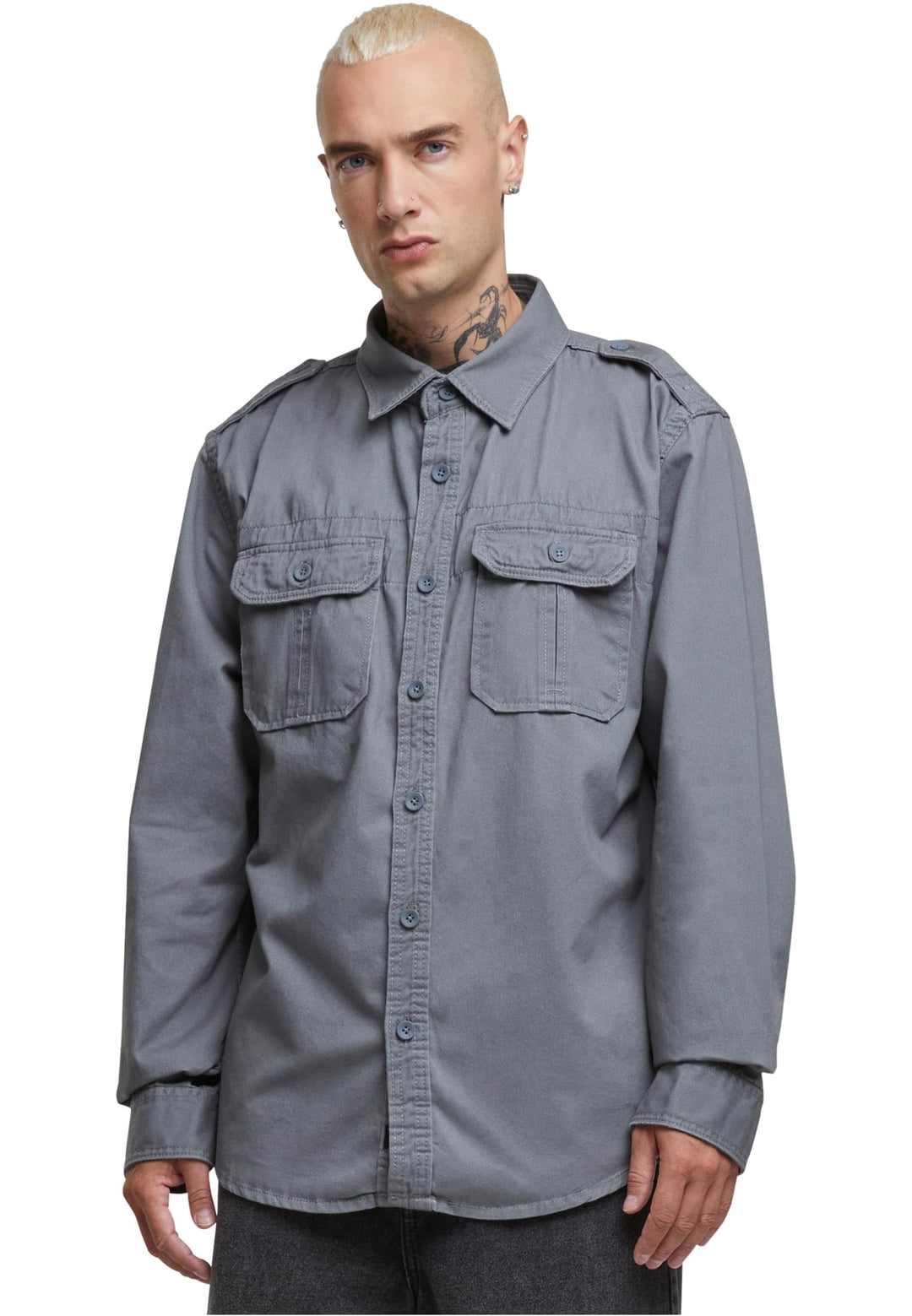Brandit Herren Vintage Shirt Long Sleeve Hemd M Charcoal Grey, M Charcoal Grey