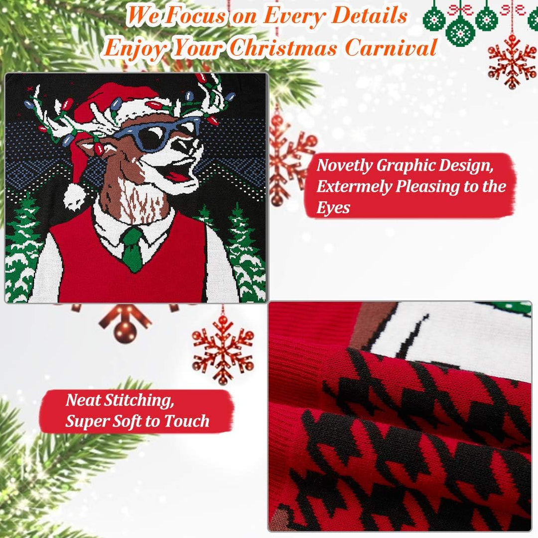 NEWISTAR Pullover Herren Damen Weihnachtspullover 3D Druck Strickpullover Lustig Weihnachtspulli Ugl