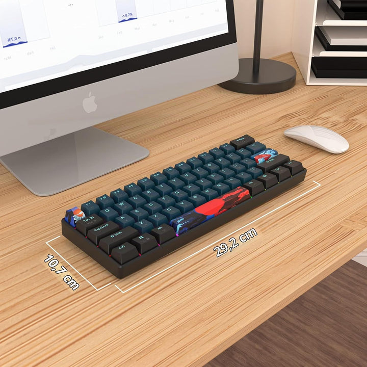 SOLIDEE mechanische gaming tastatur 60 prozent,61 Tasten kompakte mechanische tastatur RGB Hintergru