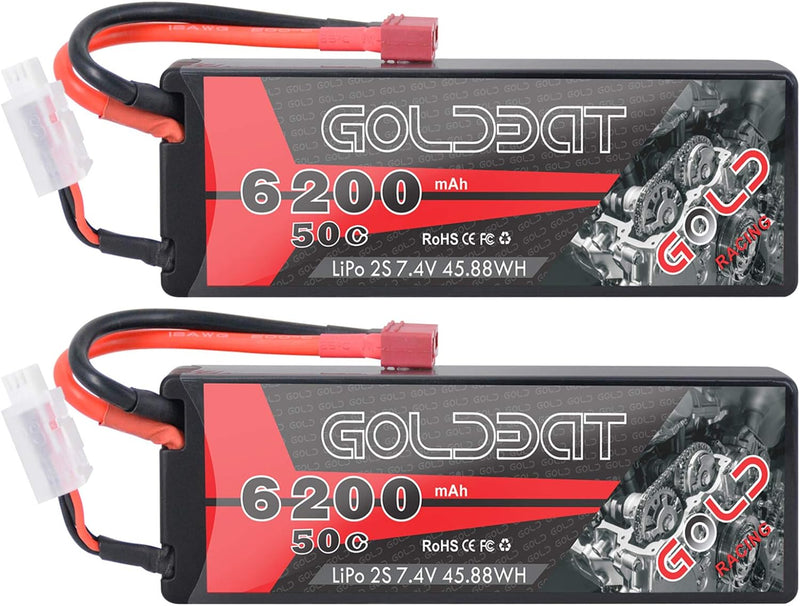 GOLDBAT 7,4 V Lipo 6200 mAh 2S 50C Lipo RC Batterie Hartschalenkoffer mit Dekanstecker für RC Evader