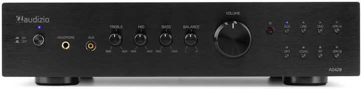 Audizio AD420B - 4 Kanal Verstärker mit Bluetooth, 4 x 100 Watt, mit Fernbedienung, 2.1 kompatibel,
