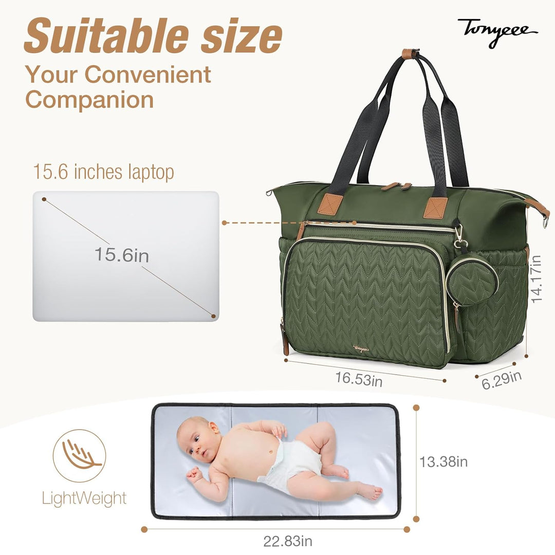 Tonyeee Wickeltasche mit Schnullertasche und Wickelunterlage, Wickelrucksack Multifunktions-Babytasc