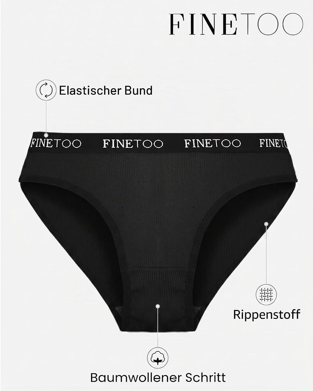 FINETOO 10er Pack Baumwoll Slips Damen Atmungsaktive Unterwäsche Logo Sportunterwäsche Weich Sexy Un