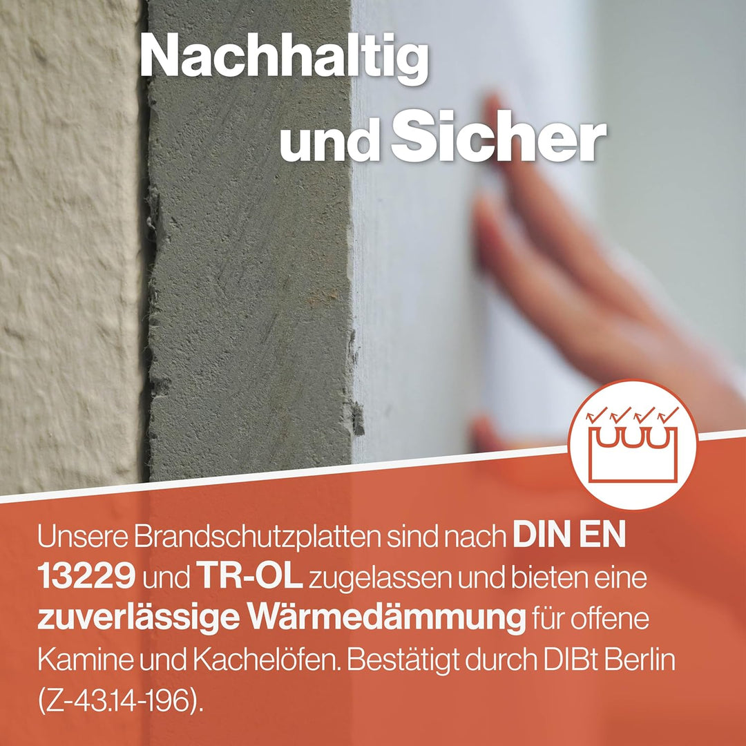 Feuerfest 123 - Brandschutzplatte [500x610x100 mm | Klasse A1] - Dämmung Verkleidung Öfen & Kamine -