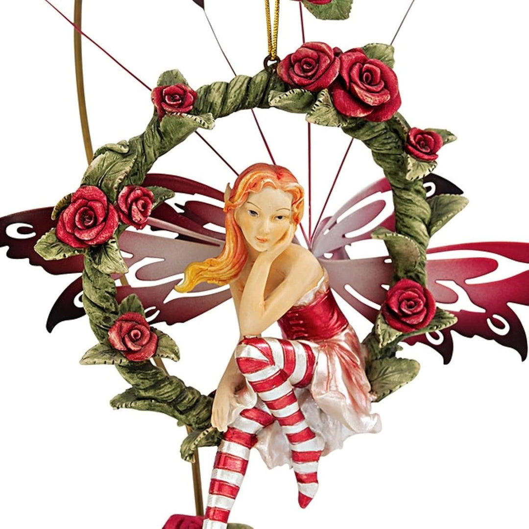 Design Toscano Strahlende Rose Hängefeenfigur mit Standfuss, 14 x 19 x 24,1 cm