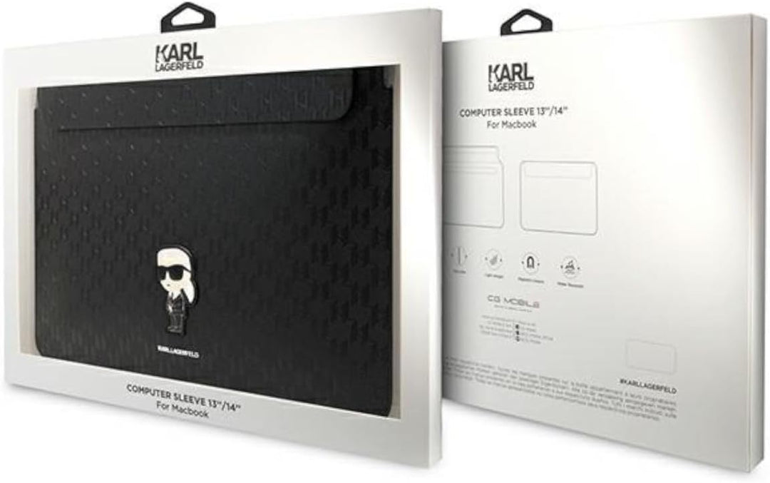 KARL LAGERFELD Sleeve KLCS14SAKHPKK 14" Schwarz Saffiano Monogram Ikonik