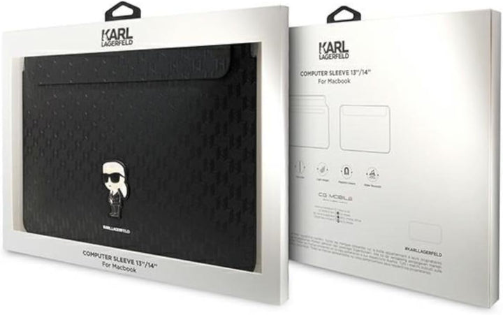 KARL LAGERFELD Sleeve KLCS14SAKHPKK 14" Schwarz Saffiano Monogram Ikonik