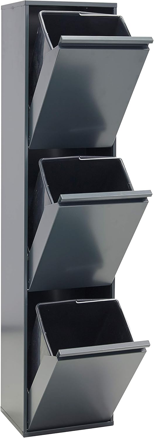 ARREGUI Basic CR304-B Mülltrennsystem aus Stahl | 3 Fächer Mülleimer für die Küche | 3 Fach Abfallei