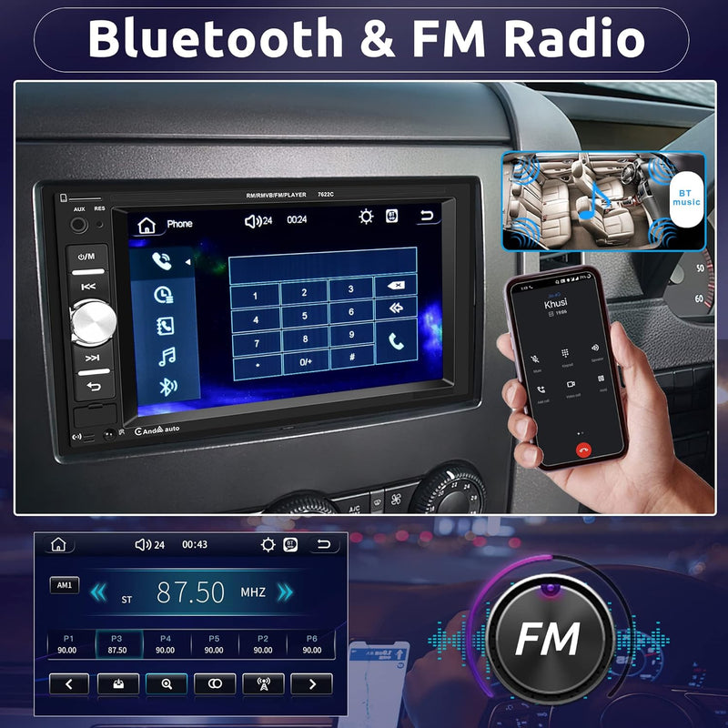 Apple Carplay Autoradio 2 Din mit Android Auto Bluetooth Freisprecheinrichtung 6.2 Zoll Touchscreen