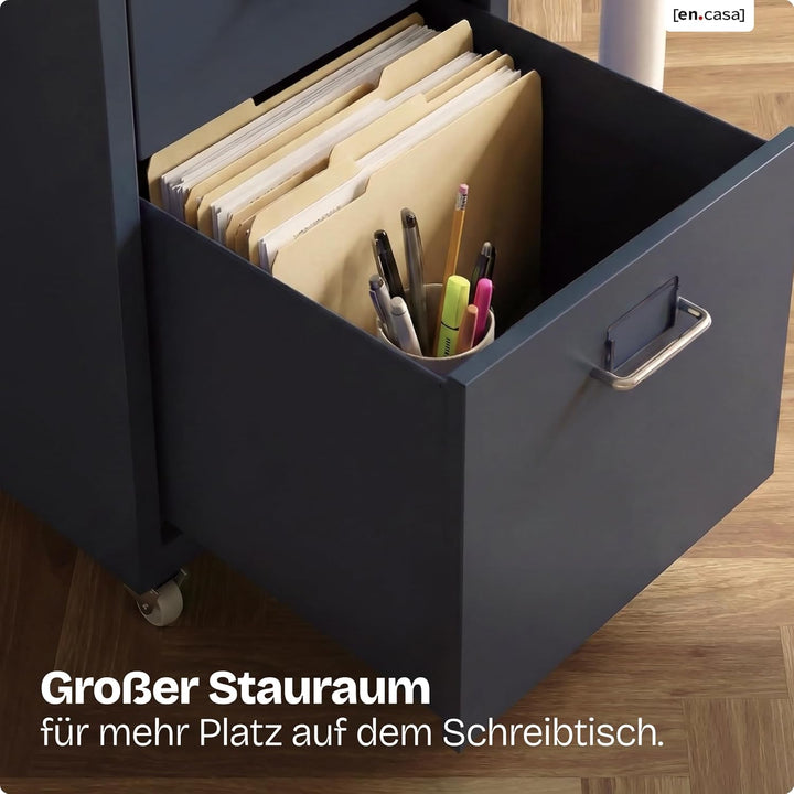 [en.casa] Rollcontainer Kökar Schubladenschrank Metall Aktenschrank mit 8 Schubladen Bürowagen mit R