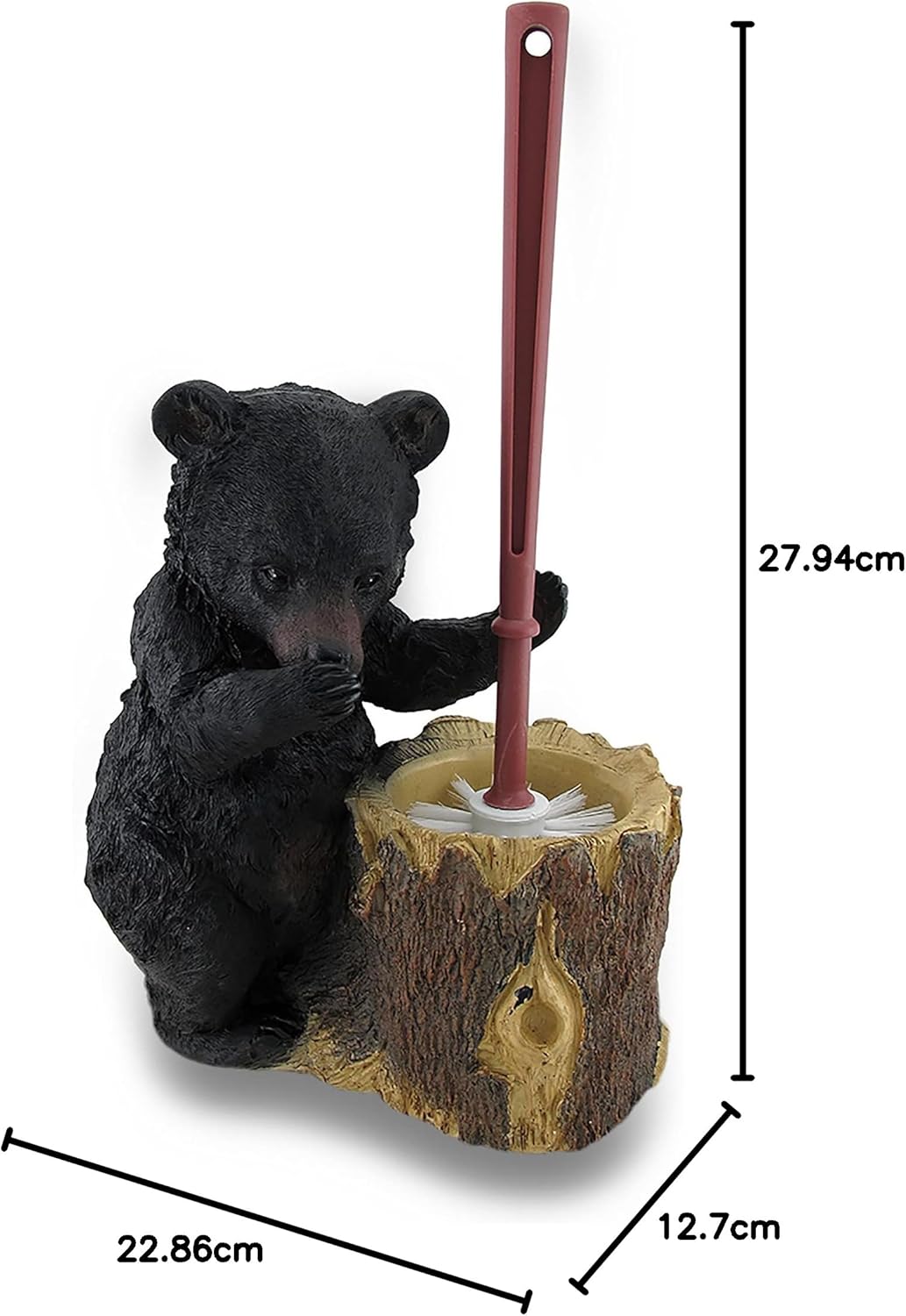 Zeckos Stinky Bear WC-Bürstenhalter, Kunstharz, Schwarz, Einheitsgrösse