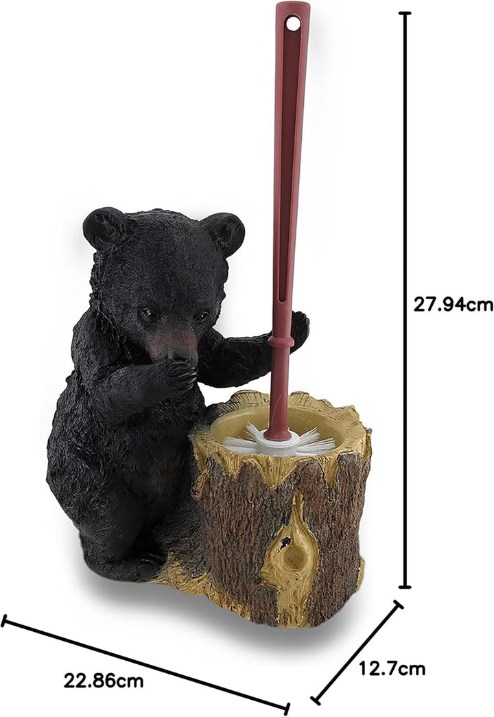 Zeckos Stinky Bear WC-Bürstenhalter, Kunstharz, Schwarz, Einheitsgrösse